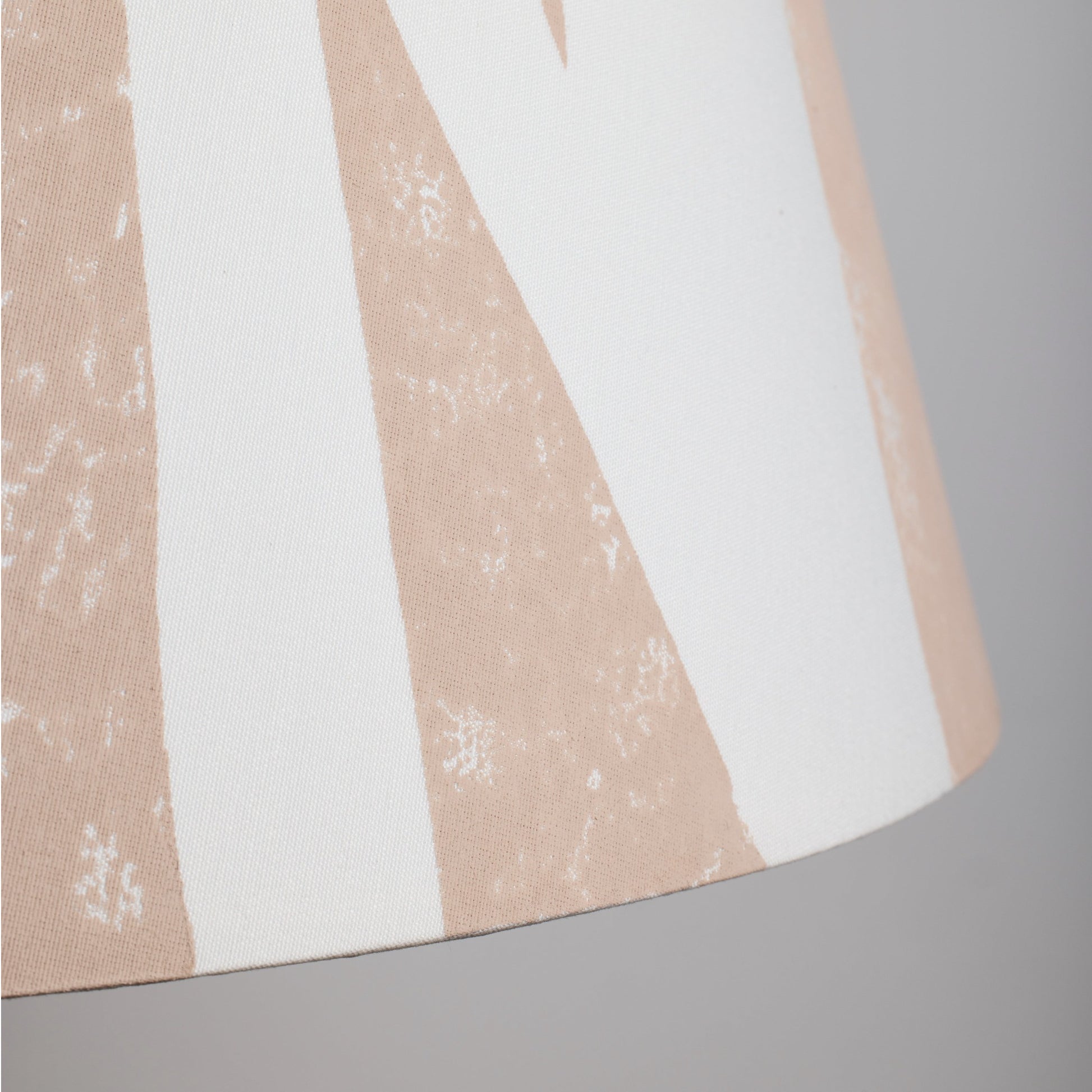 White lampshade with pink triangle pattern close up