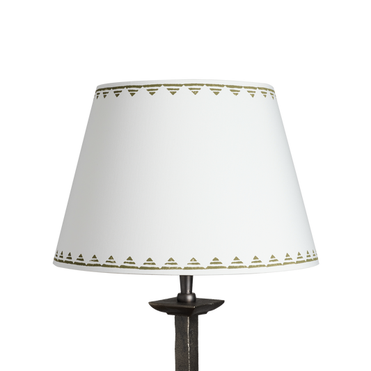 Cream lampshade with triangle green pattern