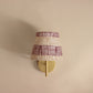 Bold stripe lampshade in pink and burgundy with vertical ruche pattern, empire lampshade handmade for modern interiors.